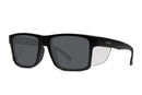 Liive Vision Tradie Safety Sunglasses - Matt Black Clear Blinker Frame with Polarised Black Lens