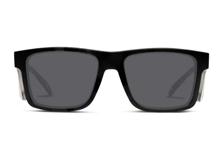 Liive Vision Tradie Safety Sunglasses - Matt Black Clear Blinker Frame with Polarised Black Lens