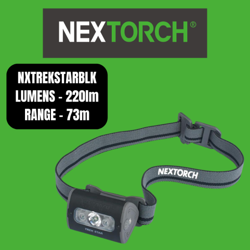 Nextorch H-Series Lightweight Headlamp - 4 Modes (NXTREKSTARBLK)