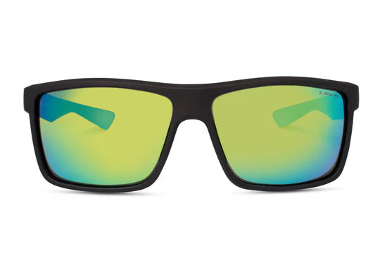 Liive Vision Turban Sunglasses - Matt Black Frame with Green Mirror Polarized Lens