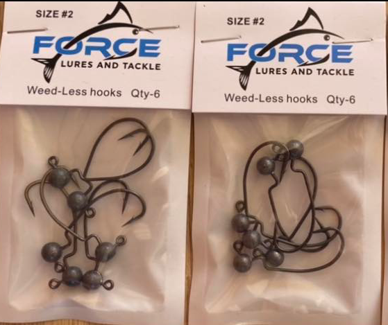 Force Lures & Tackle Weedless Jig Heads Unpainted Hook Size 2 (Assorted Weights)