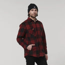 Hard Yakka Men's Legends Sherpa Flannelette Long Sleeve Shirt with Free Beanie - Burgundy