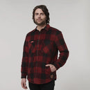 Hard Yakka Men's Legends Sherpa Flannelette Long Sleeve Shirt with Free Beanie - Burgundy