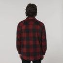 Hard Yakka Men's Legends Sherpa Flannelette Long Sleeve Shirt with Free Beanie - Burgundy