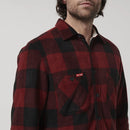 Hard Yakka Men's Legends Sherpa Flannelette Long Sleeve Shirt with Free Beanie - Burgundy