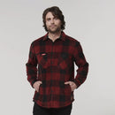 Hard Yakka Men's Legends Sherpa Flannelette Long Sleeve Shirt with Free Beanie - Burgundy