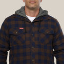 Hard Yakka Quilted Flannelette Hooded Shacket - Dark Oak