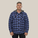 Hard Yakka Quilted Flannelette Hooded Shacket - Deep Blue