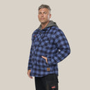 Hard Yakka Quilted Flannelette Hooded Shacket - Deep Blue