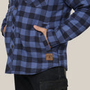 Hard Yakka Quilted Flannelette Hooded Shacket - Deep Blue