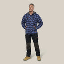 Hard Yakka Quilted Flannelette Hooded Shacket - Deep Blue