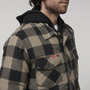 Hard Yakka Men's Quilted Flannel Hooded Shacket - Iron Bark