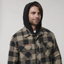 Hard Yakka Men's Quilted Flannel Hooded Shacket - Iron Bark