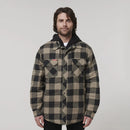 Hard Yakka Men's Quilted Flannel Hooded Shacket - Iron Bark