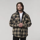 Hard Yakka Men's Quilted Flannel Hooded Shacket - Iron Bark