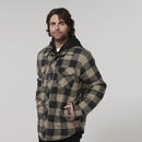 Hard Yakka Men's Quilted Flannel Hooded Shacket - Iron Bark