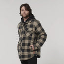 Hard Yakka Men's Quilted Flannel Hooded Shacket - Iron Bark