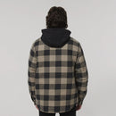 Hard Yakka Men's Quilted Flannel Hooded Shacket - Iron Bark