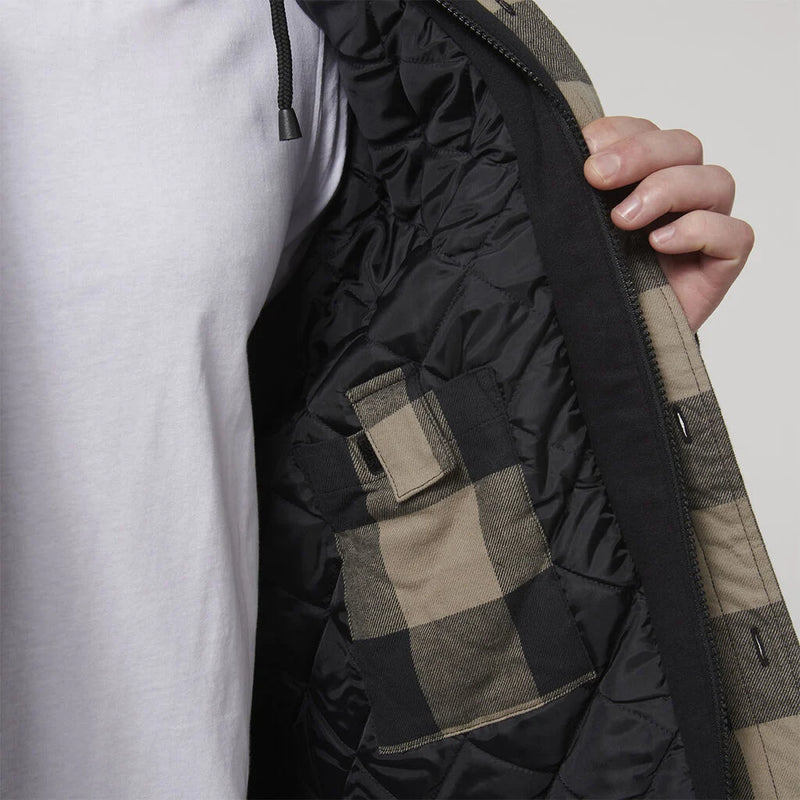 Hard Yakka Men's Quilted Flannel Hooded Shacket - Iron Bark