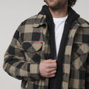 Hard Yakka Men's Quilted Flannel Hooded Shacket - Iron Bark