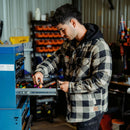 Hard Yakka Men's Quilted Flannel Hooded Shacket - Iron Bark