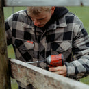 Hard Yakka Men's Quilted Flannel Hooded Shacket - Iron Bark