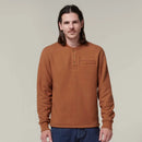 Hard Yakka Men's Sherpa Henley Jumper - Walnut