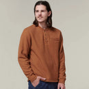 Hard Yakka Men's Sherpa Henley Jumper - Walnut