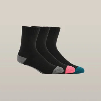 Hard Yakka Womens Core Bamboo Rich Padded Crew Socks (3 Pack)