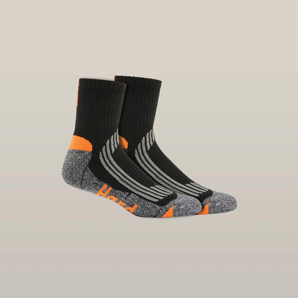 Hard Yakka Mens Core Coolmax Padded Quarter Crew Socks (2 Pack)