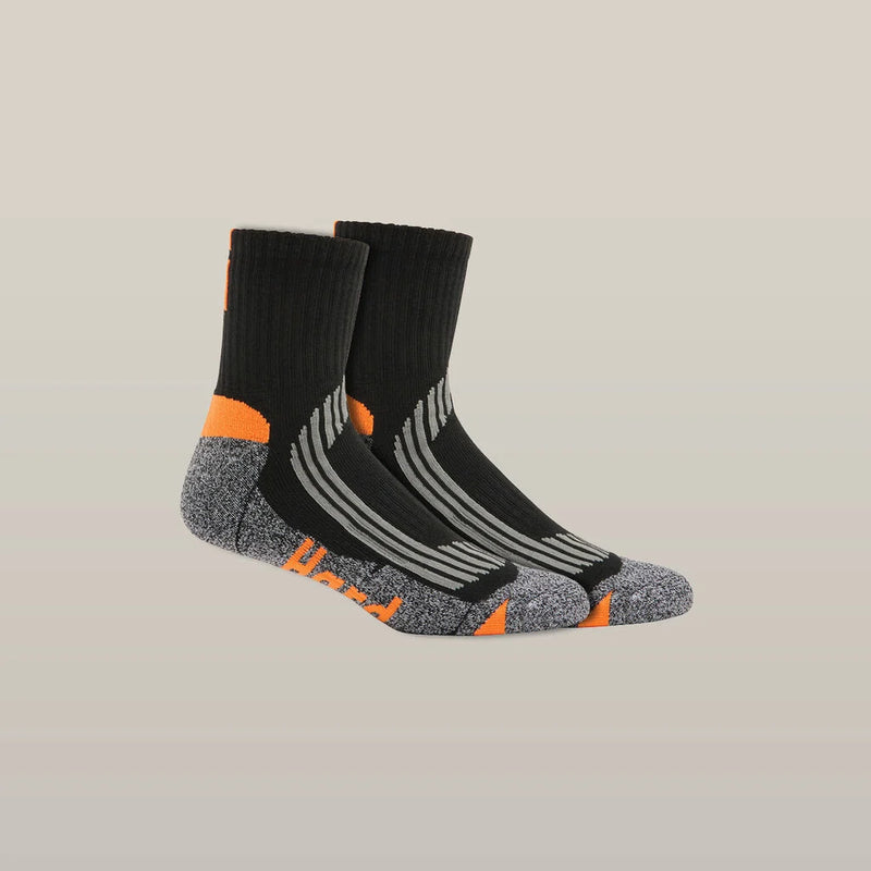 Hard Yakka Mens Core Coolmax Padded Quarter Crew Socks (2 Pack)