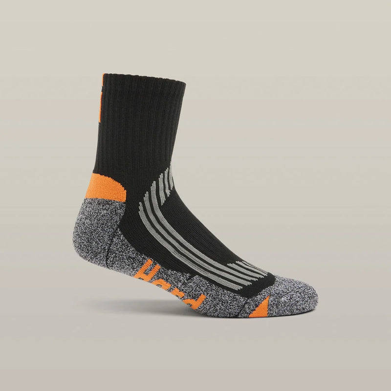 Hard Yakka Mens Core Coolmax Padded Quarter Crew Socks (2 Pack)