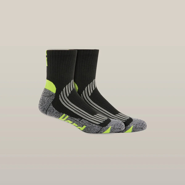 Hard Yakka Mens Core Coolmax Padded Quarter Crew Socks (2 Pack)