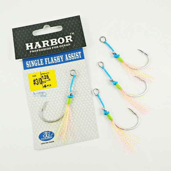 Harbor Flashy Assist 3/0 Glow Single Hook