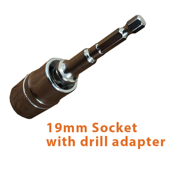 Outback Tracks 19mm Socket with Drill Adaptor for Ground Dogs and Ground Grabber Pegs