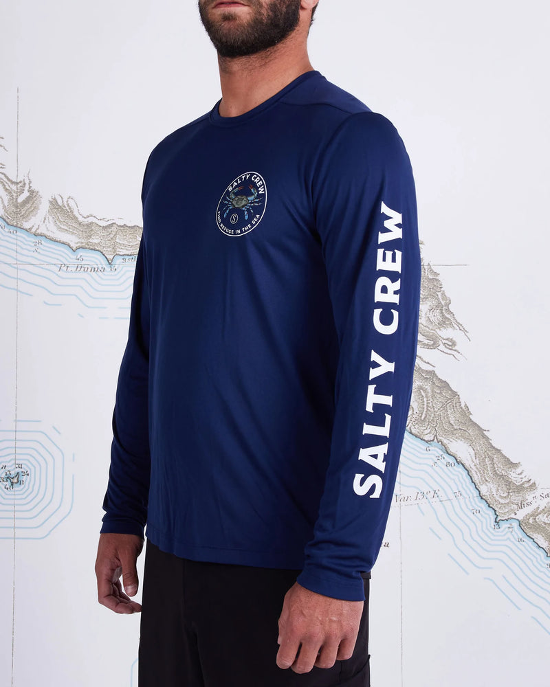 Salty Crew Blue Crabber Long Sleeve Sunshirt - Navy