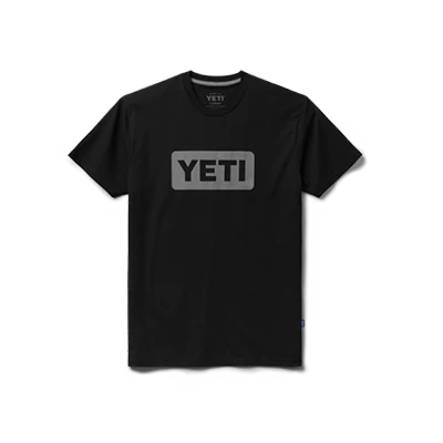 Yeti Premium Logo Badge Short Sleeve T-Shirt - Black with Grey Logo
