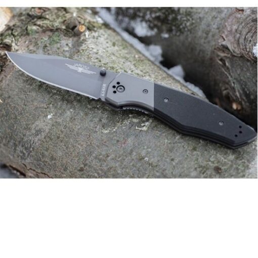 Ka-Bar Jarosz Beartooth Folding Knife 3.5″ Gray Clip Point Blade G10 Handles with Stainless Steel Bolsters - Black (KB3086)