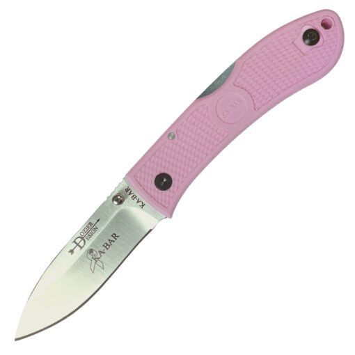 Ka-Bar Dozier Folding Hunter 3″ Satin Plain Blade Knife - Pink Zytel Handle (KB4062PK)