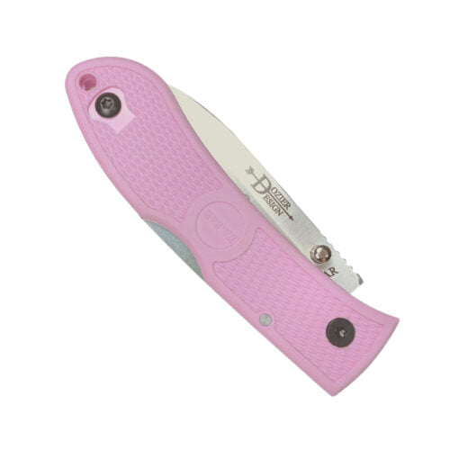 Ka-Bar Dozier Folding Hunter 3″ Satin Plain Blade Knife - Pink Zytel Handle (KB4062PK)