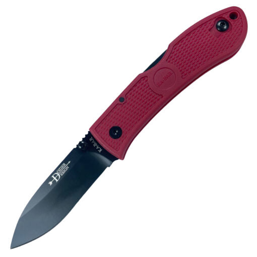 Ka-Bar Dozier Folding Hunter 3″ Satin Plain Blade Knife - Red Zytel Handle (KB4062RD)