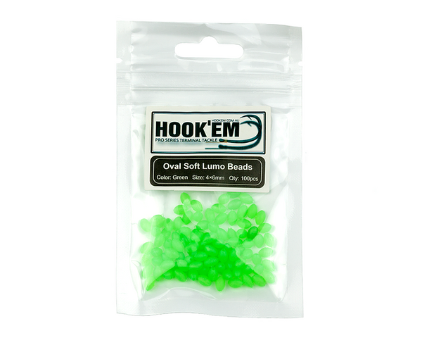 Hookem Green Lumo Beads 4x6mm