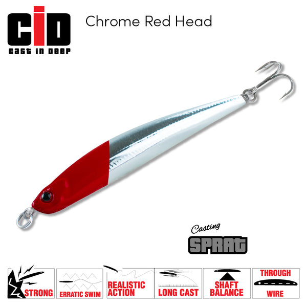 CID Sprat Lure 90mm Chrome Redhead