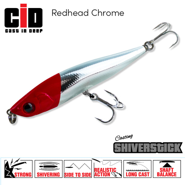 CID Shiverstick Lure 125mm Chrome Redhead