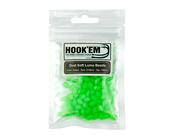 Hookem Green Lumo Soft Beads 5x8mm