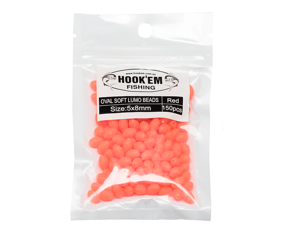 Hookem Red Lumo Soft Beads 5x8mm