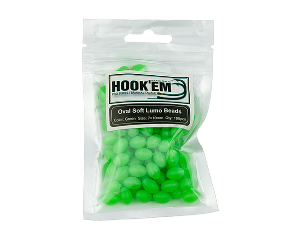 Hookem Green Lumo Soft Beads 7x10mm