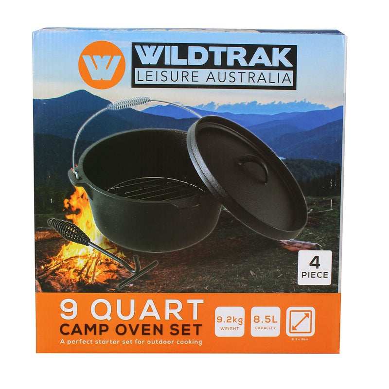 Wildtrak 9QT 4 Piece Cast Iron Camp Oven Set (9 Quart)