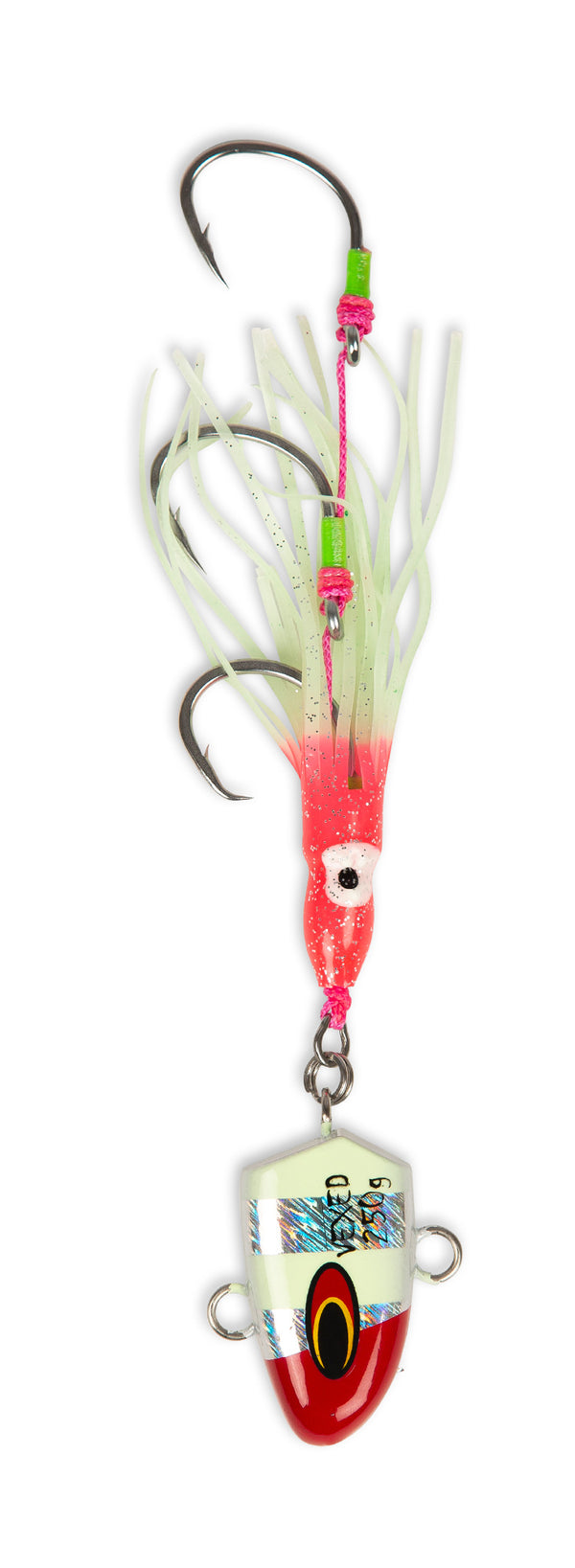 Vexed Bottom Meat Lure 110g Silver Redhead Glow