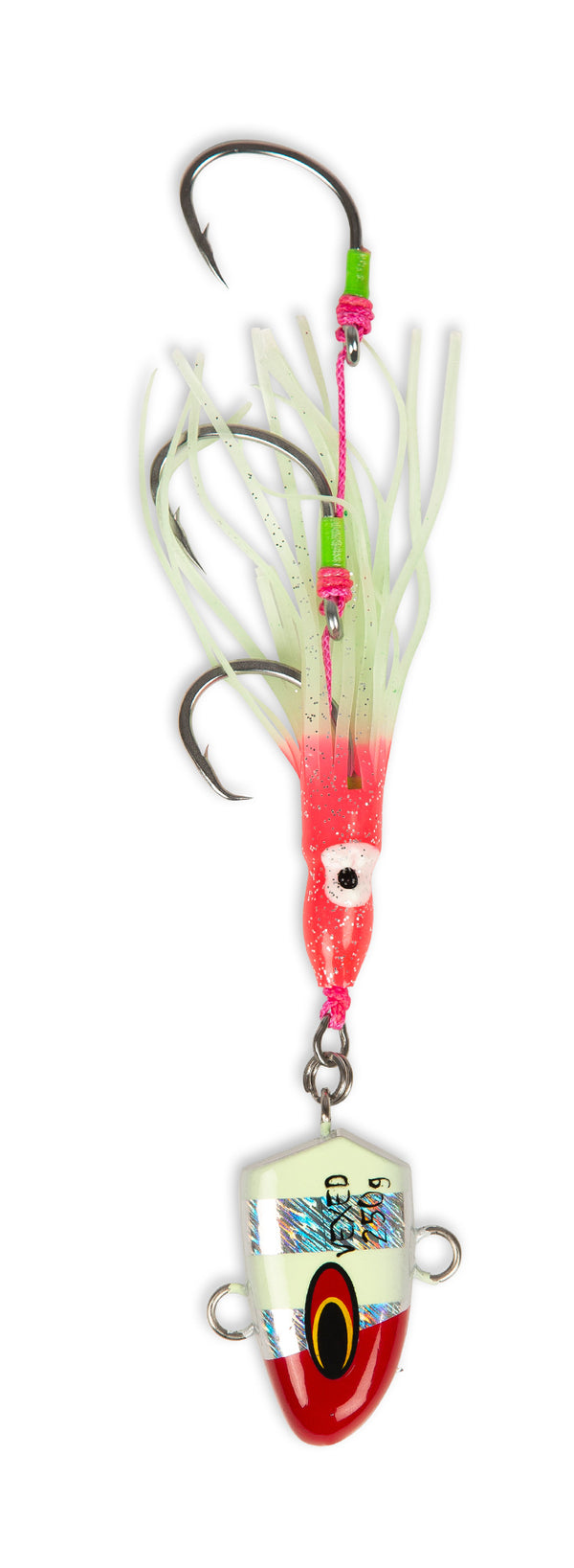 Vexed Bottom Meat Lure 80g Silver Redhead Glow